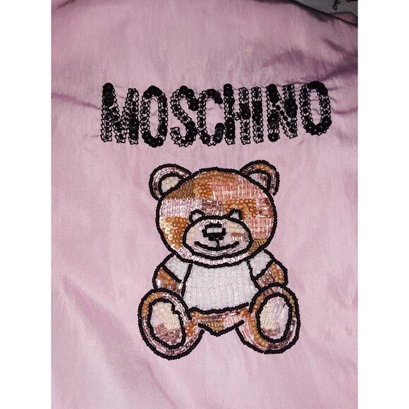 Moschino Couture Sz 2  Pink Beaded Teddy Bear Bomber Jacket NWOT - Picture 7 of 9